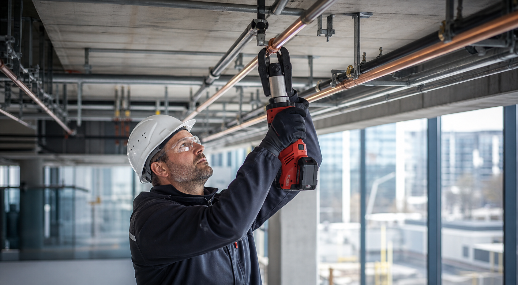 Construction application with a LANJU cordless hydraulic tool