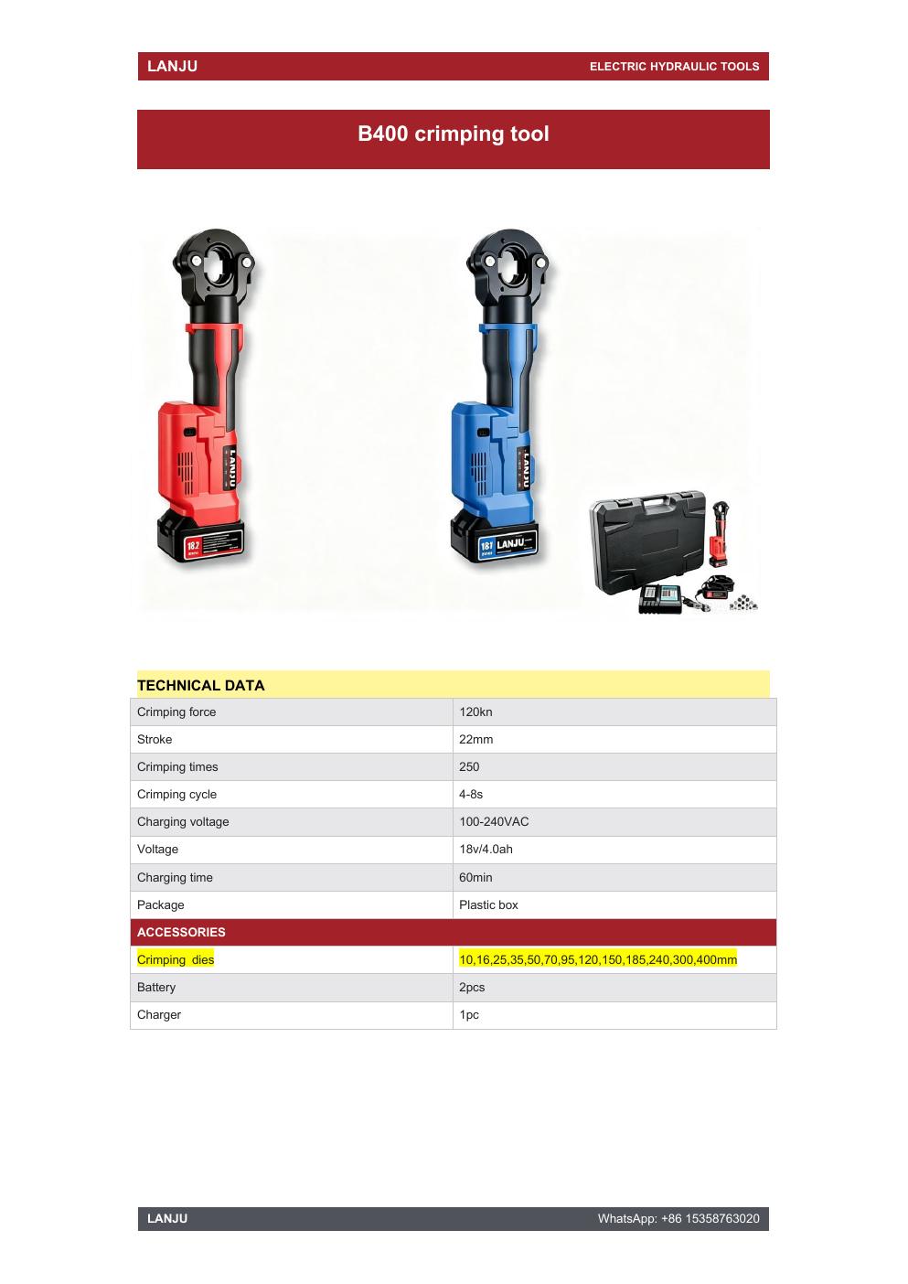 LANJU B400 Cable Crimping Tool