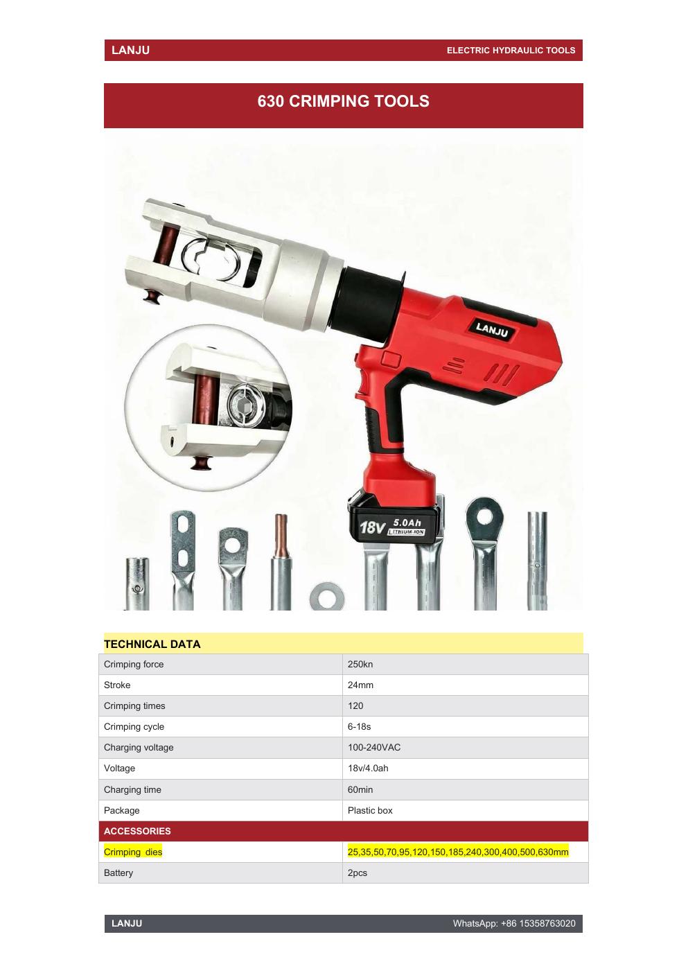 LANJU 630 Cable Crimping Tool