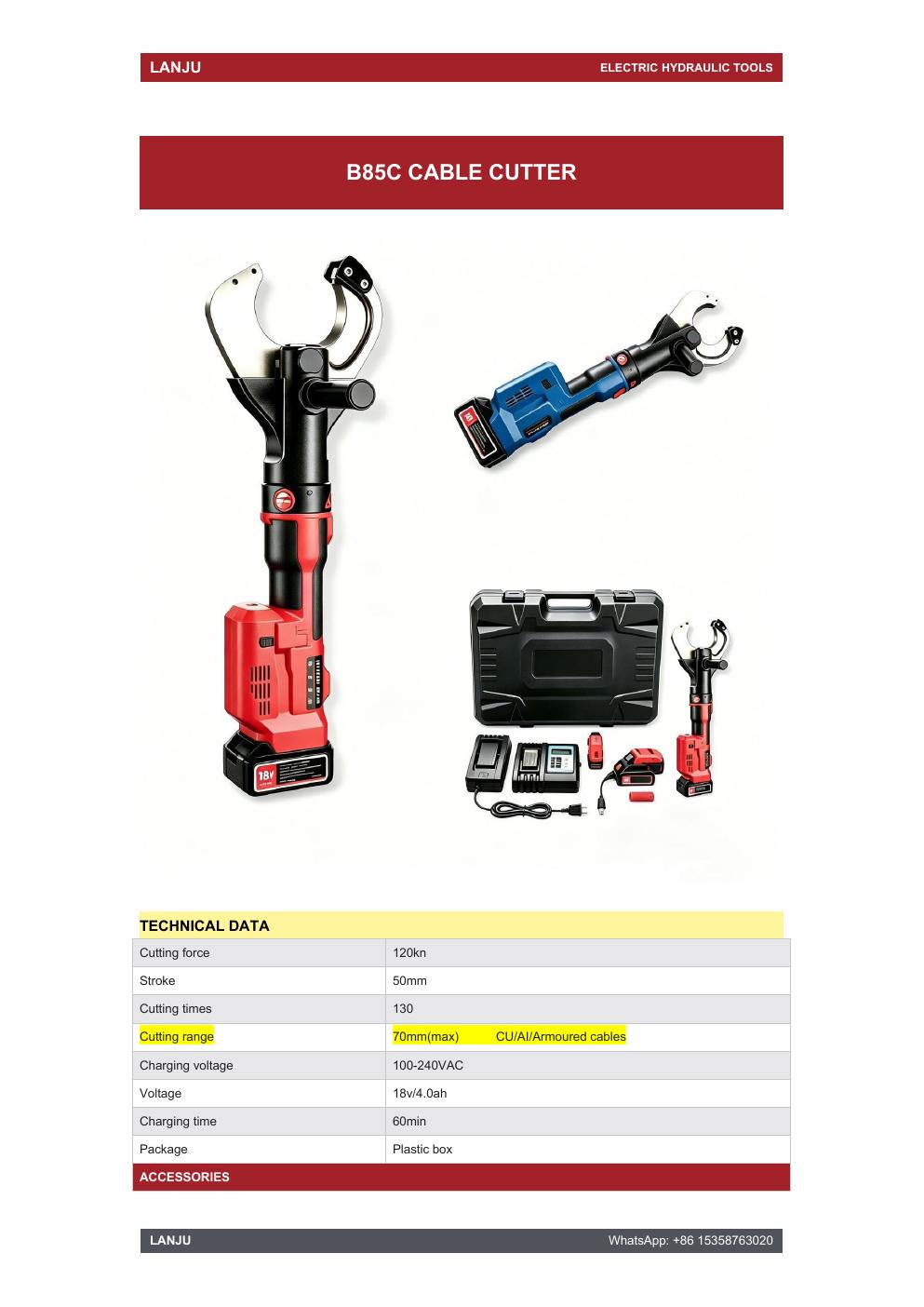LANJU B85C Cable Cutter